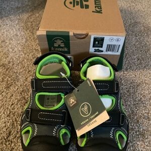 Kamik Kids' Charcoal and Green Sandals, Toddler Size 8T